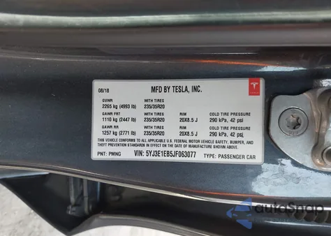 2018 Tesla Model 3 Long Range/Performance from USA, damaged, VIN 5YJ3E1EB5JF063077